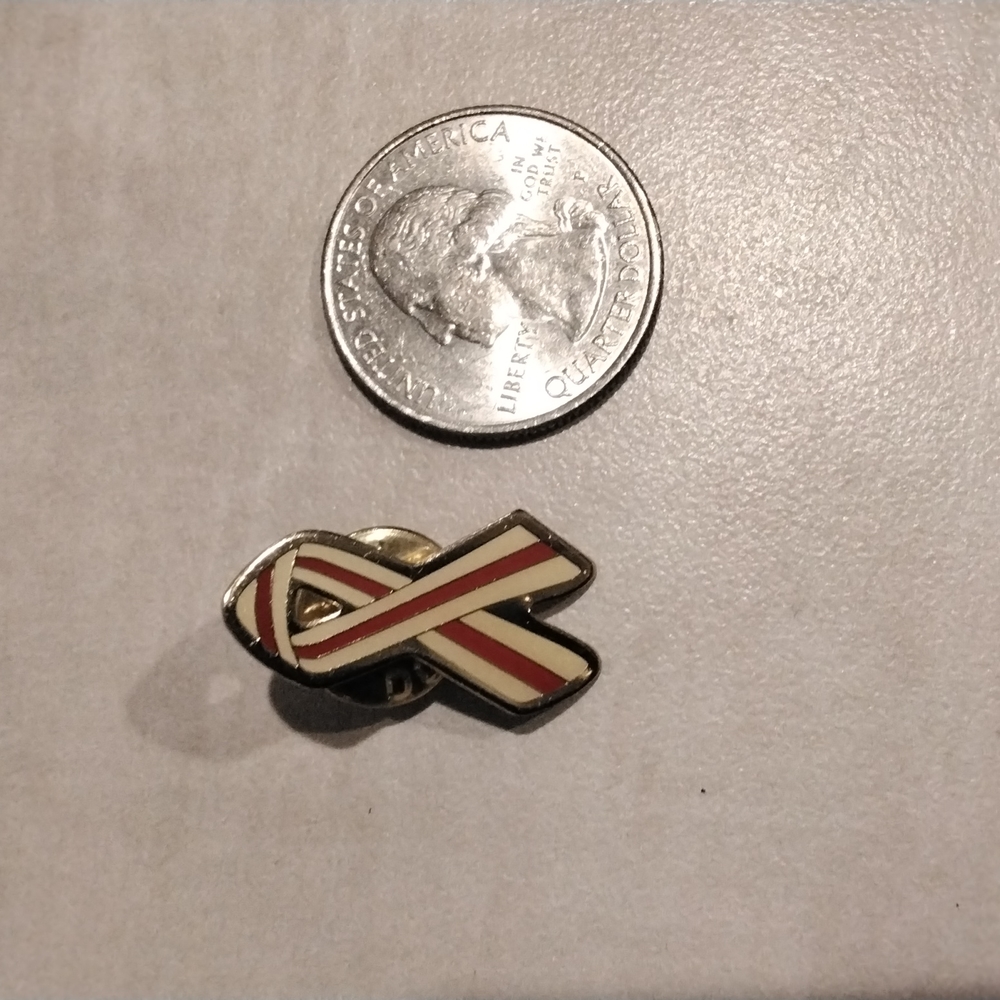 Burgundy and Ivory Awareness Ribbon Pin